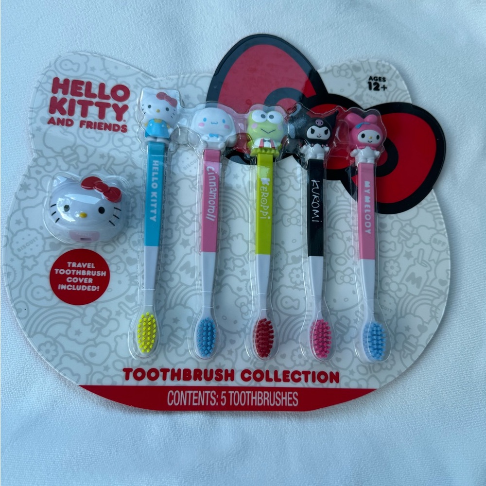 Hello Kitty & Friends Toothbrush Collection + Travel Cover 5 Count NIB Authentic